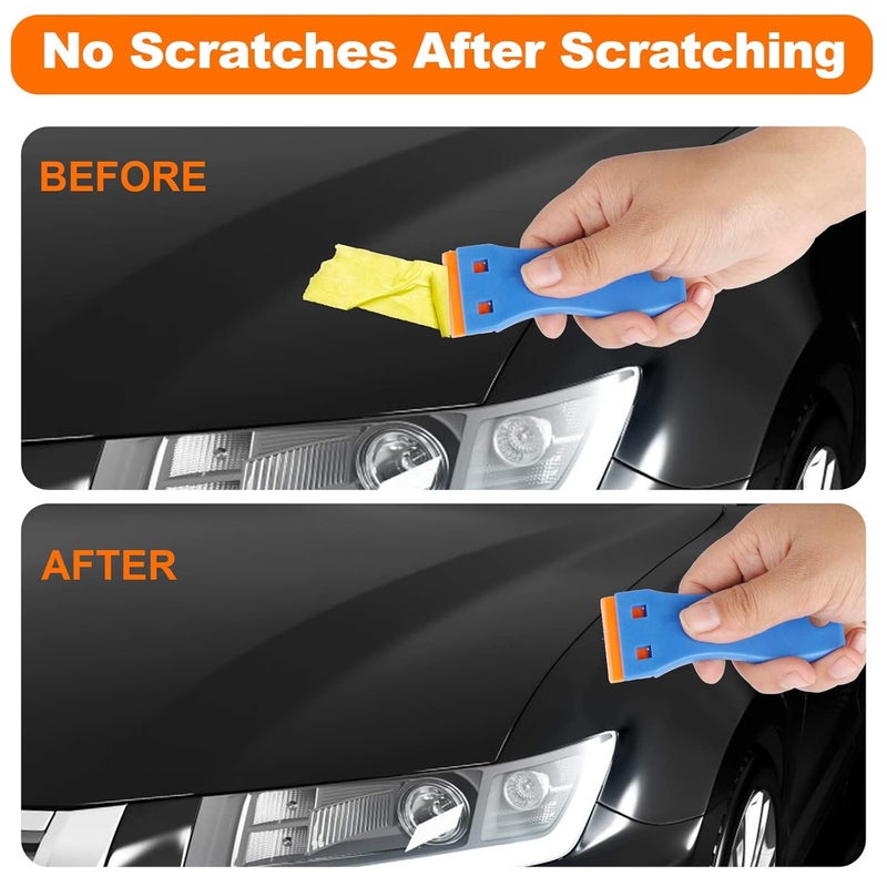 KUSUFEFI Plastic Razor Blade Scraper, 2PCS Scraper Tool with 60PCS Plastic Blades, Cleaning Scraper Remover for Stickers, Decals, Adhesive, Labels, Paint, Glass, Car, Window, Caulk, No Scratches - Image 4